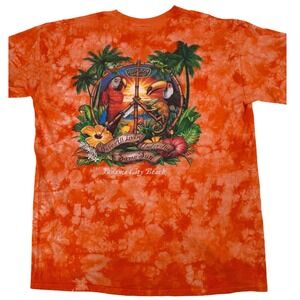 Ron Jon Surf Shop Shirt XL Panama City Beach Tie Dye Graphic Orange Ink spot See